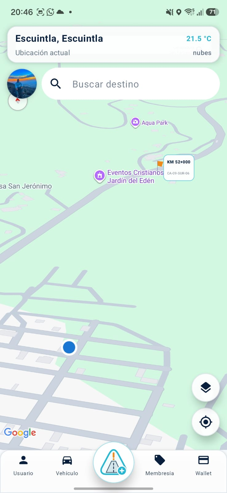 Pantalla real de UA Control: mapa y geolocalización